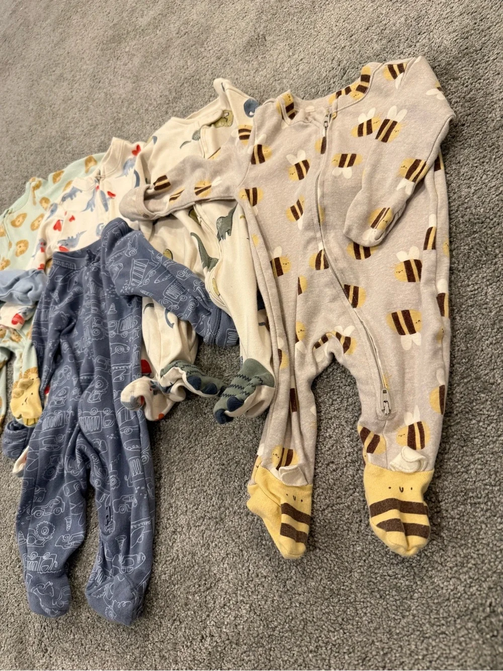 Carter's Mixed Baby Footed One-Piece Sleepers in Blue, Yellow, Cream